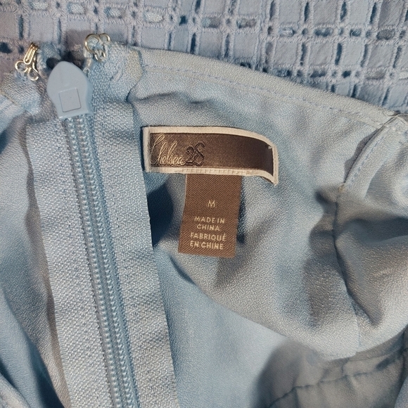 Chelsea 28 Light Blue Eyelet Peter Pan Collar Dress Size Medium - Picture 8 of 8